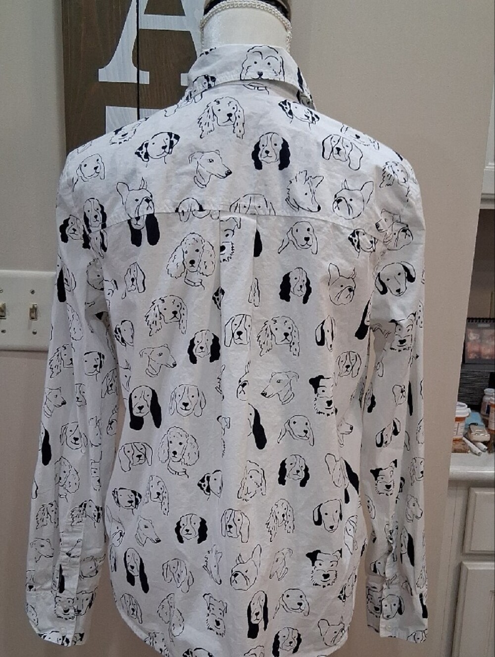 Boden Sienna Cotton Button Front Shirt With Allover Dog Breed Print Size 6R - Picture 7 of 9